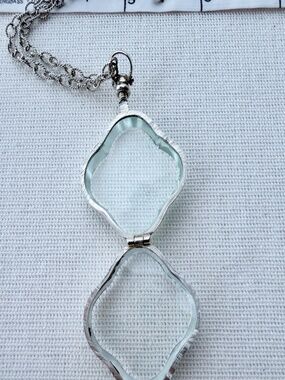 Sterling Silver Glass Locket Necklace Keepsake Photo, Hair, Flower etc